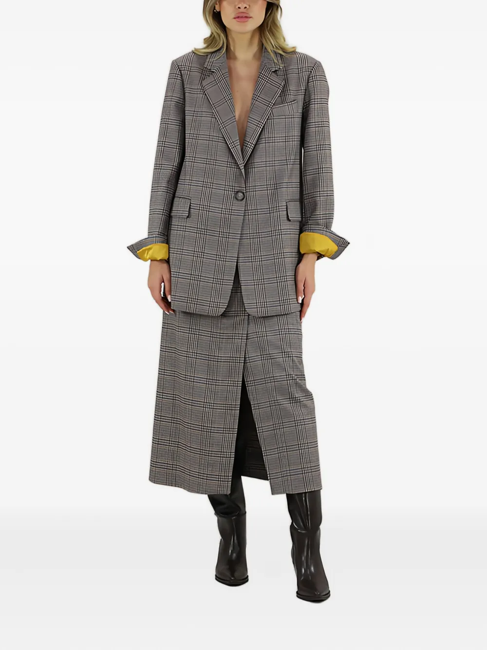 Merci checked midi skirt - Grijs