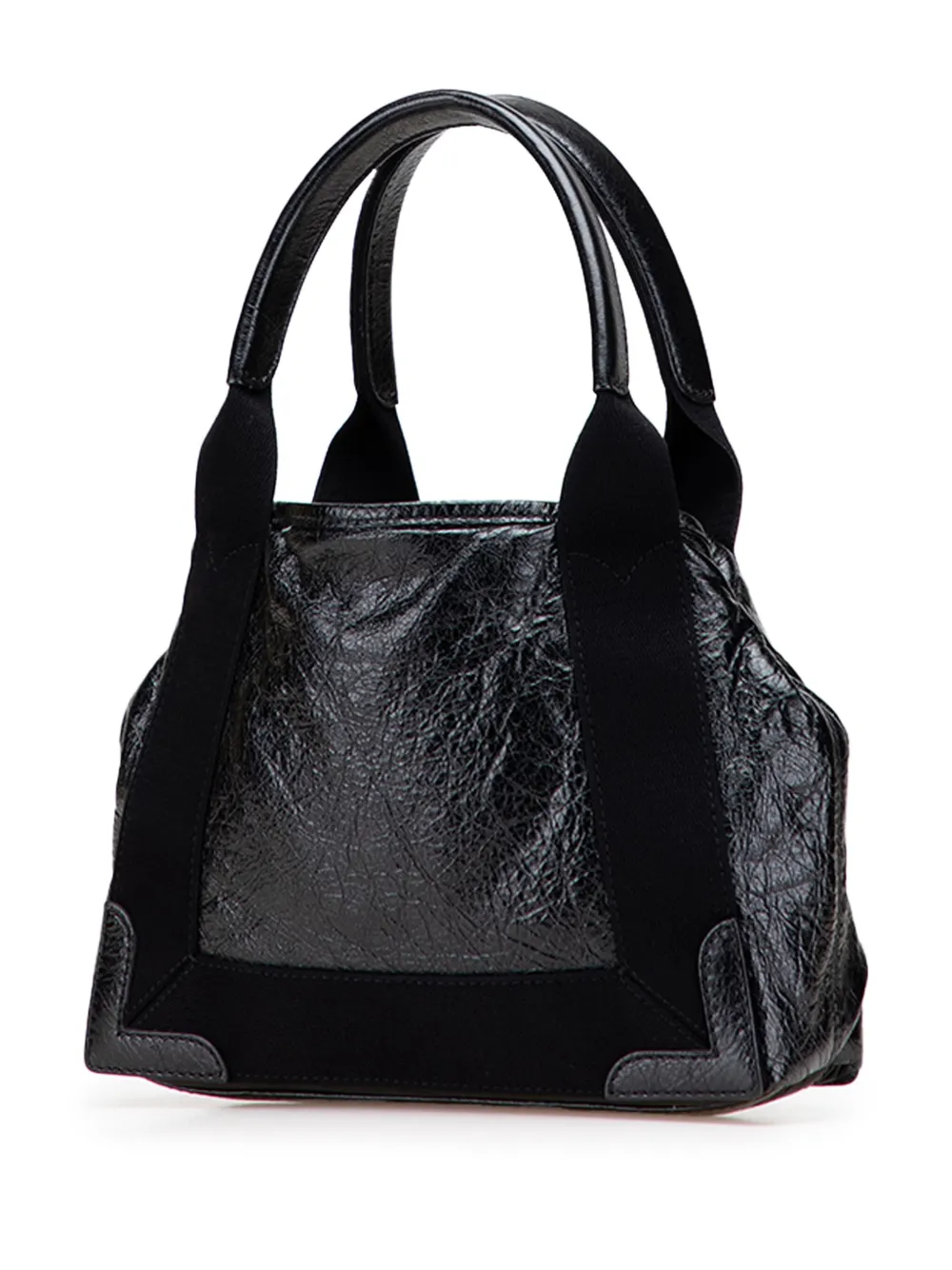 Pre-owned Balenciaga 2010 Leather Navy Cabas Xs Tote Bag In Black