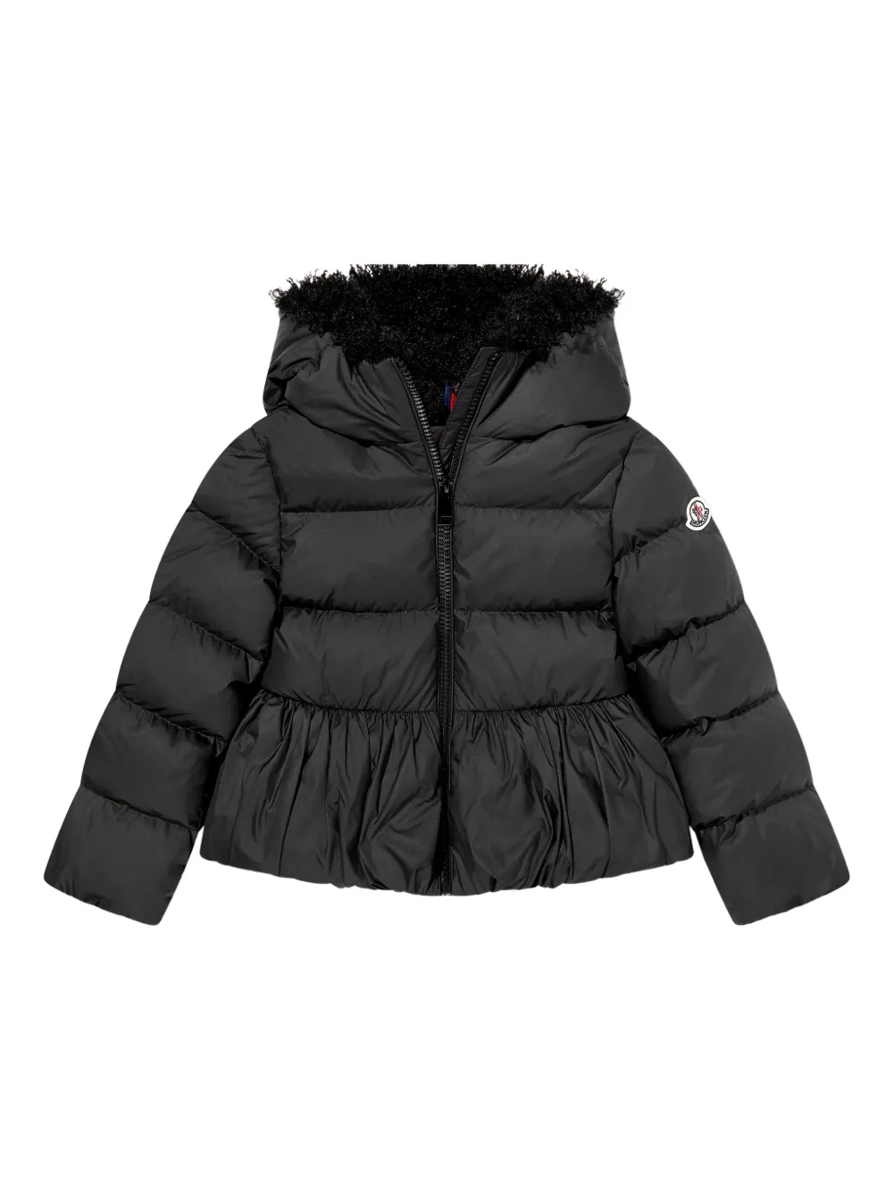 Moncler Enfant ペプラムヘム ジャケット - ブラック Moncler Enfant ペプラムヘム ジャケット - ブラック