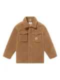 Moncler Enfant patch-pocket teddy jacket - Brown