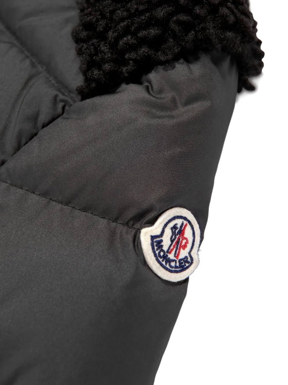 Moncler Enfant Vard gewatteerd jack met teddykraag Zwart