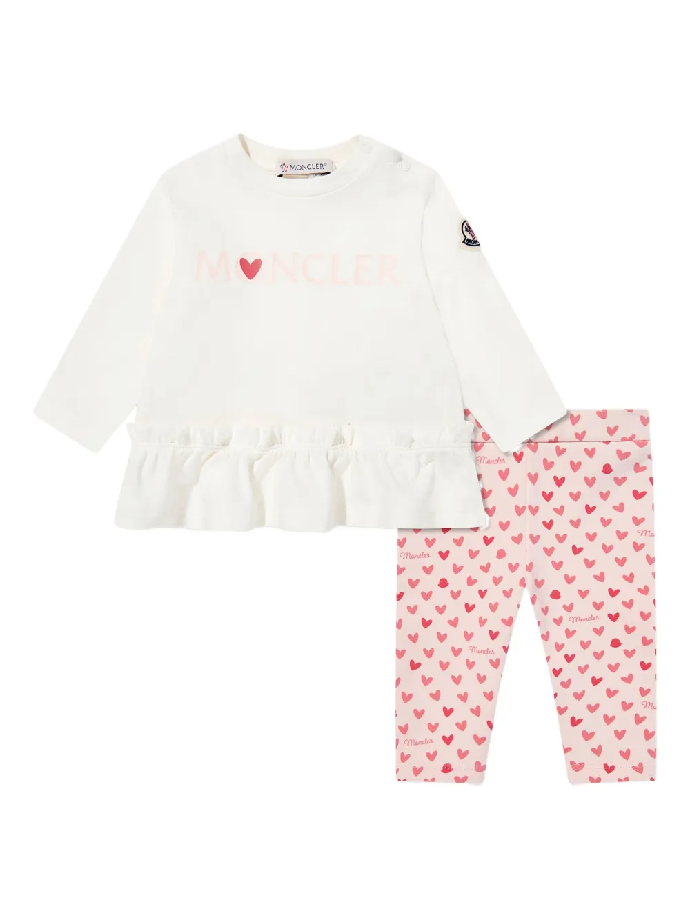 Moncler Enfant ruffled heart-print trouser set Roze