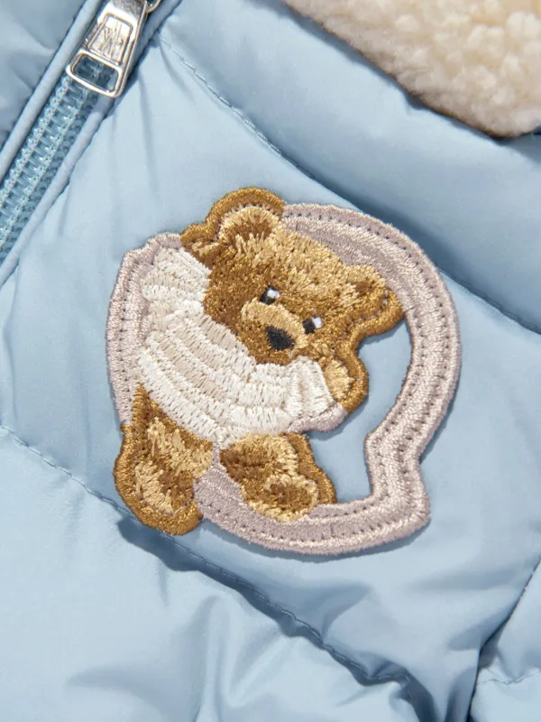 Moncler Enfant Kesimur Teddy-Trimmed Hooded Coat | Blue | FARFETCH