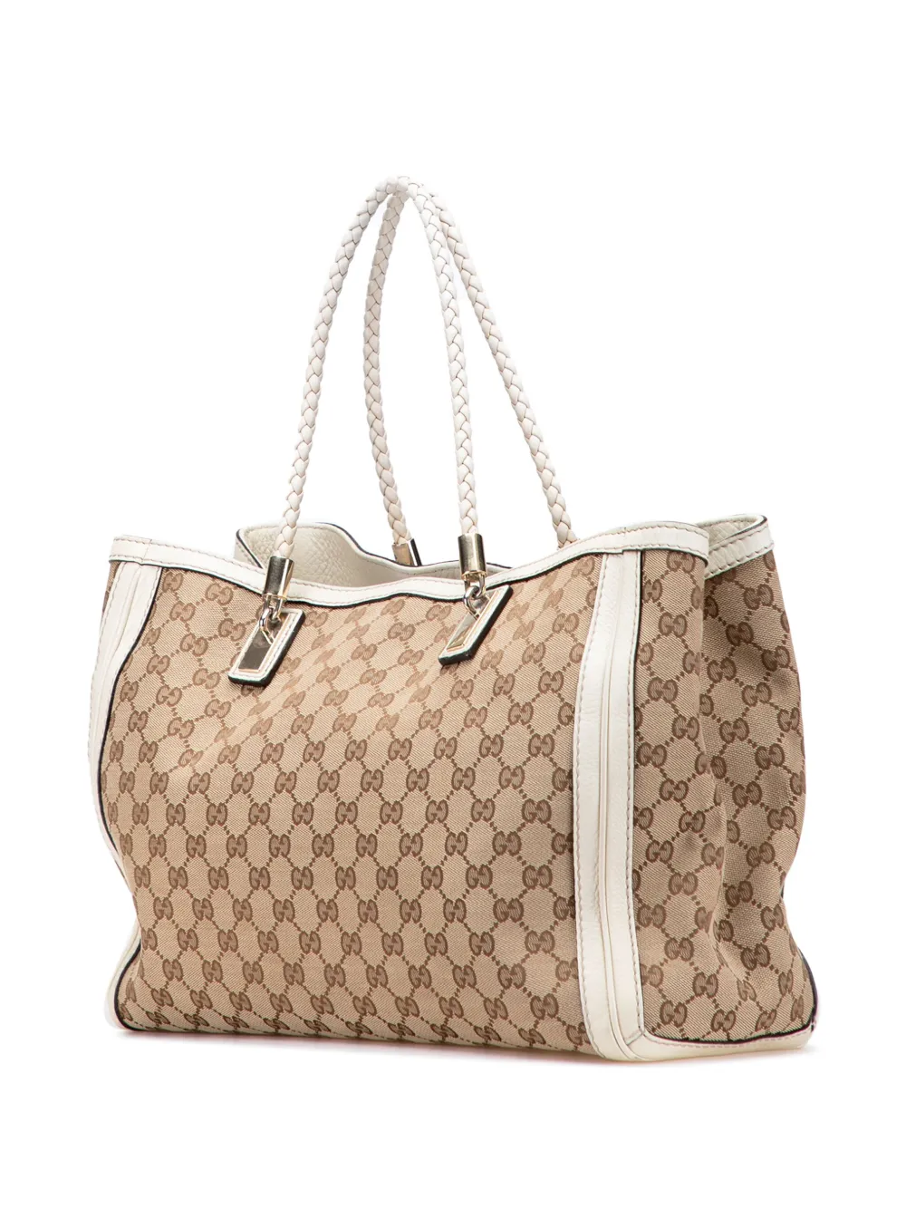 Pre-owned Gucci 2000-2015 Medium Gg Canvas Bella Tote Bag In Brown