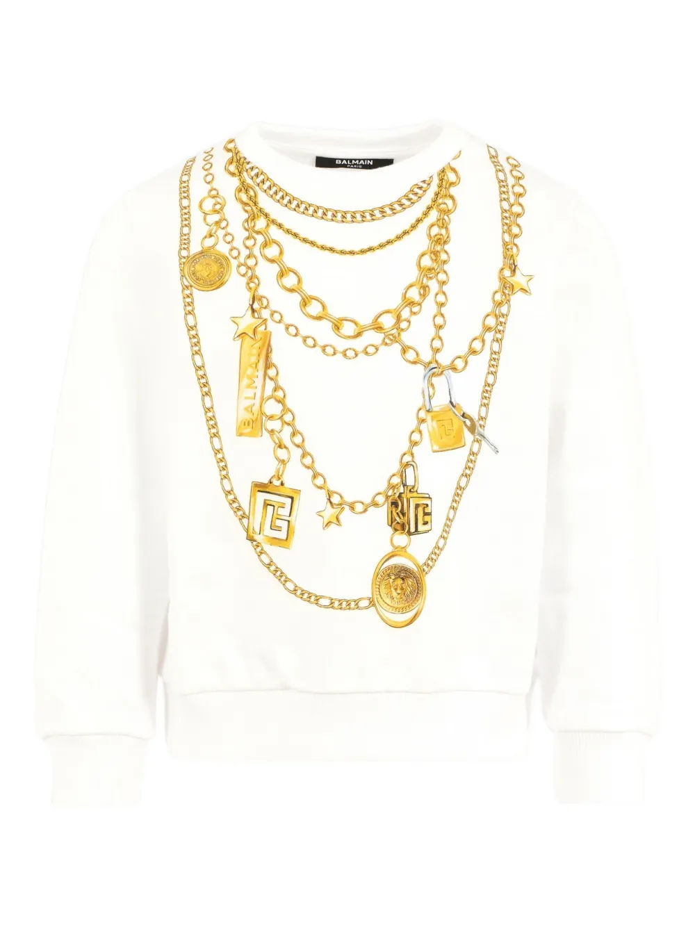 Balmain Kids chain-print sweatshirt Wit