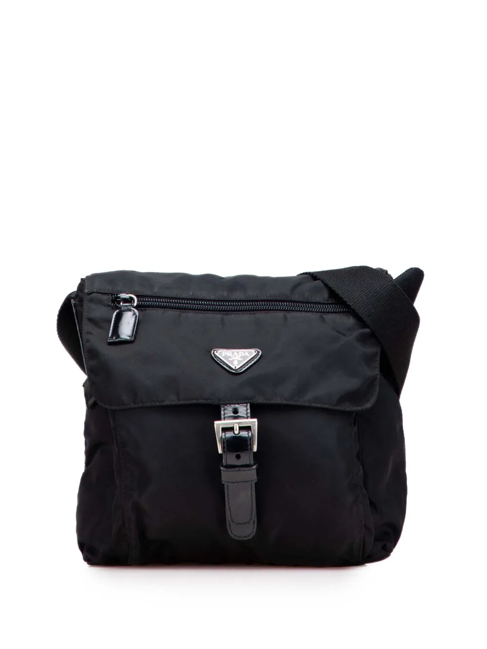 Prada Pre-Owned 2000-2013 Tessuto Zip Buckle Messenger Bag crossbody bag | Black | Image 1