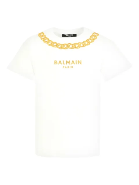 Balmain Kids chain-embellished logo T-shirt