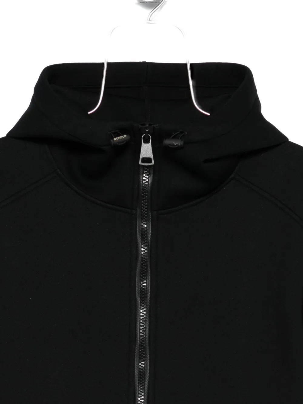 Dondup Black Zip-up Hoodie With Subtle Piping In Black