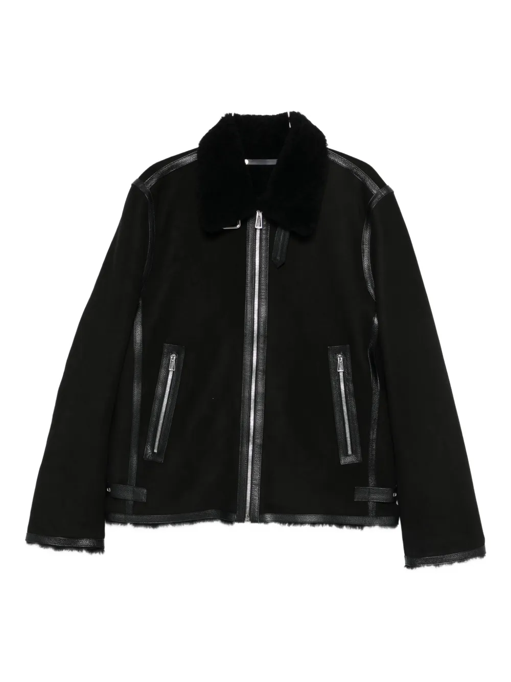 Paul Smith shearling-trim leather coat - Black Paul Smith shearling-trim leather coat - Black