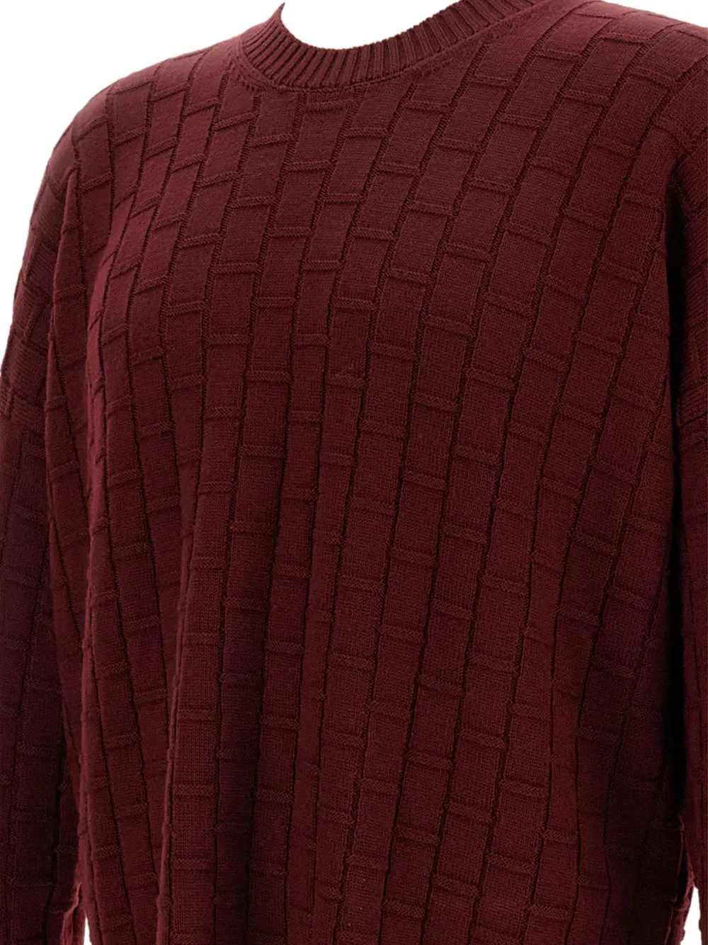 Plan C Ribbed Checked Sweater In Red