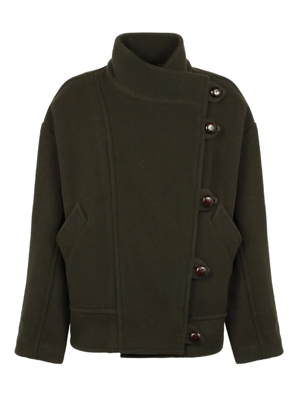 ISABEL MARANT high-neck button-fastening jacket Groen