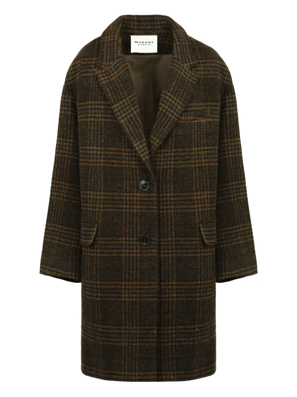 Isabel Marant Check Single-breasted Wool Coat In Brown