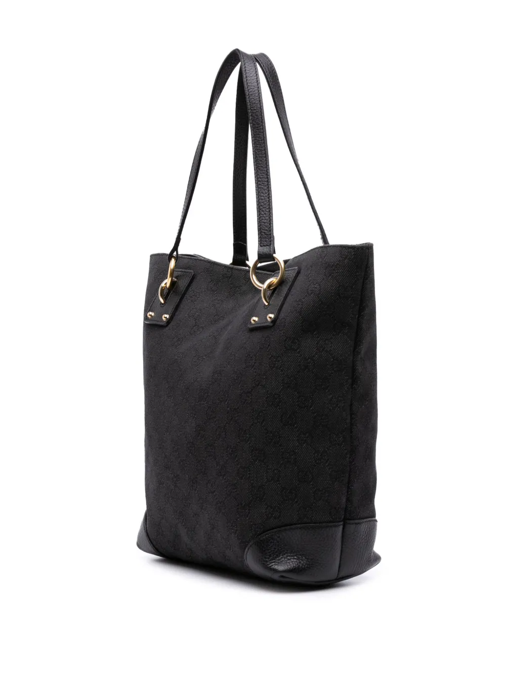 Pre-owned Gucci 2016-2025 Medium Gg Denim Charm Tote Bag In Gray