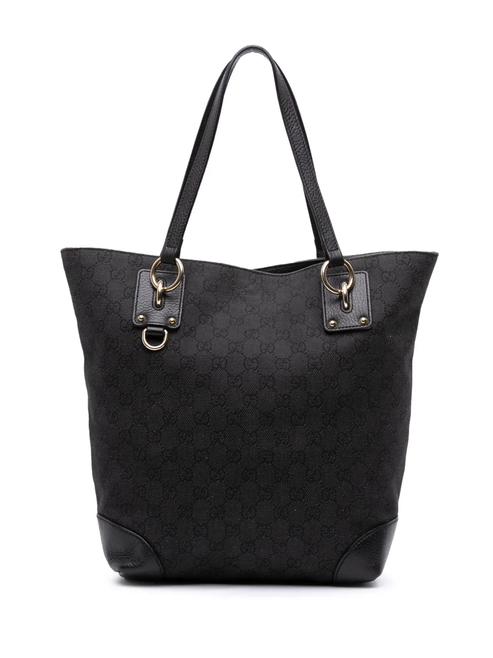 Pre-owned Gucci 2016-2025 Medium Gg Denim Charm Tote Bag In Gray