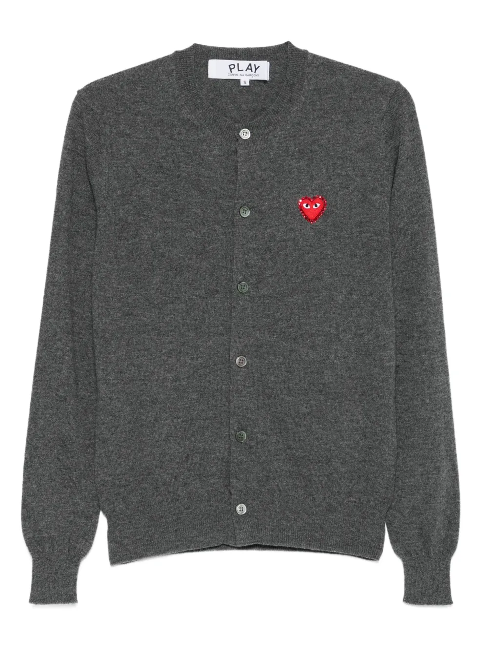 Comme Des Garçons Play logo heart-emblem cardigan | Grey | Image 1