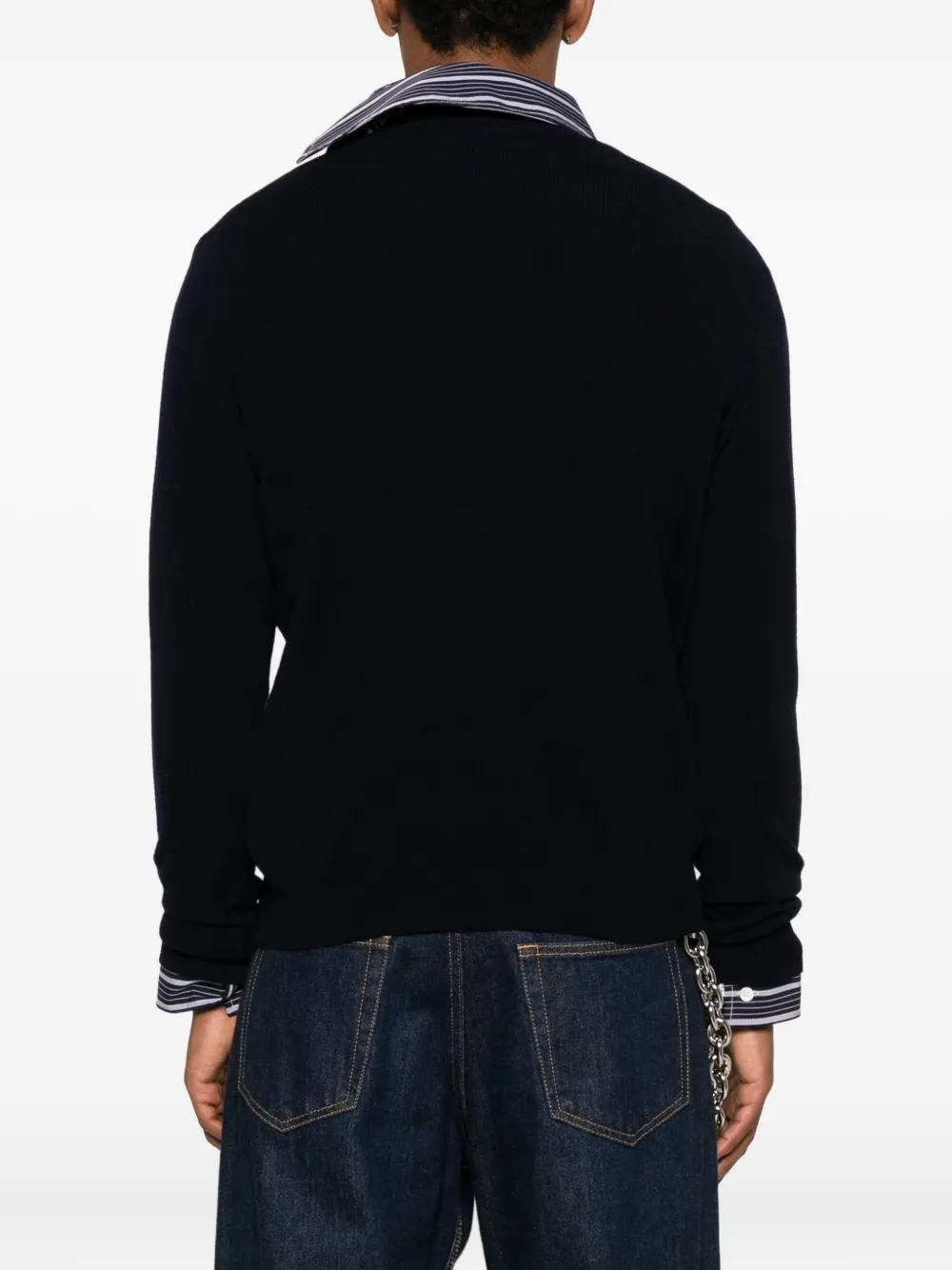 Comme Des Garçons Play Heart-emblem Rhinestone-embellishment Cardigan In Black