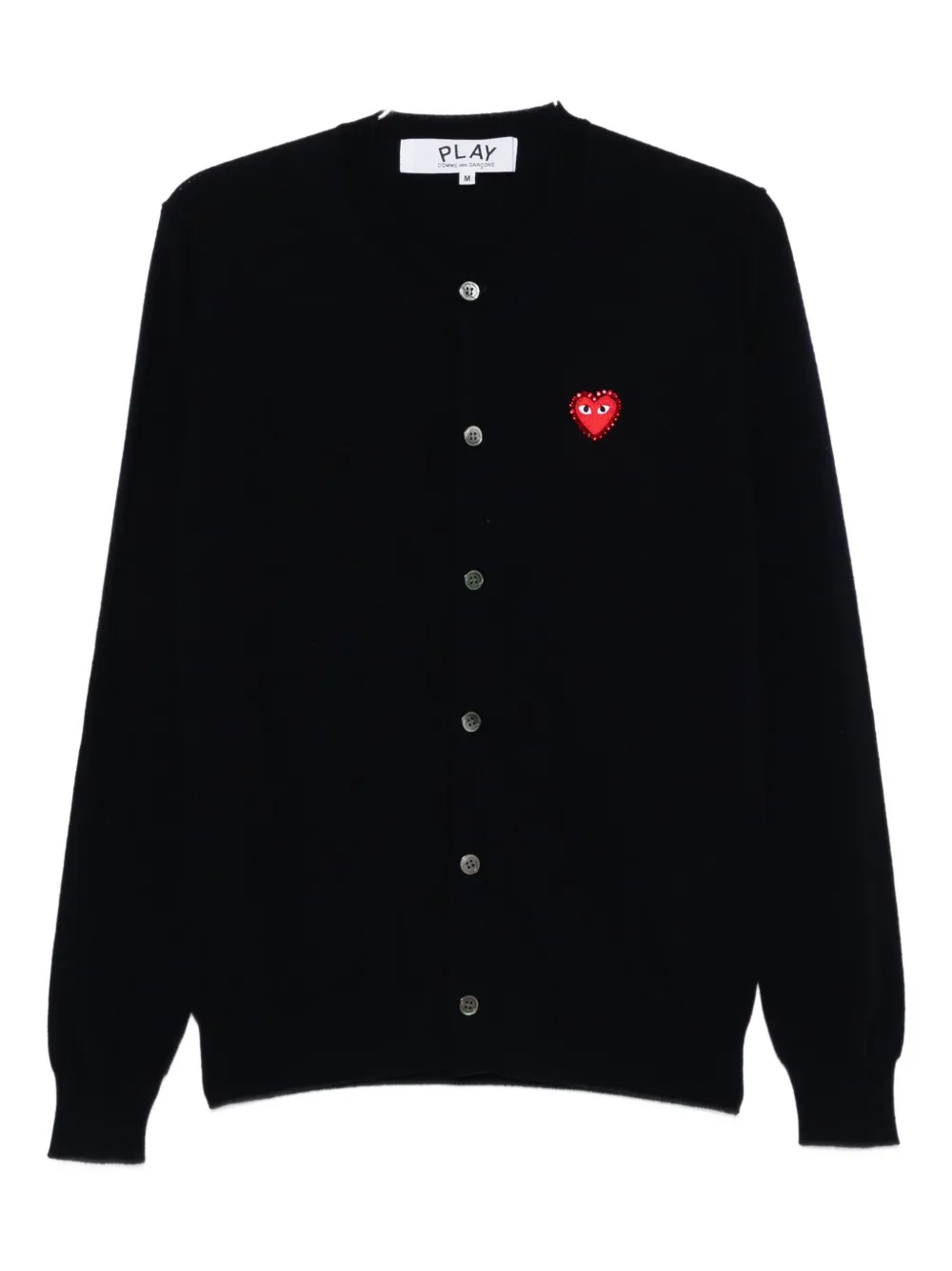 Comme Des Garçons Play Heart-emblem Rhinestone-embellishment Cardigan In Black
