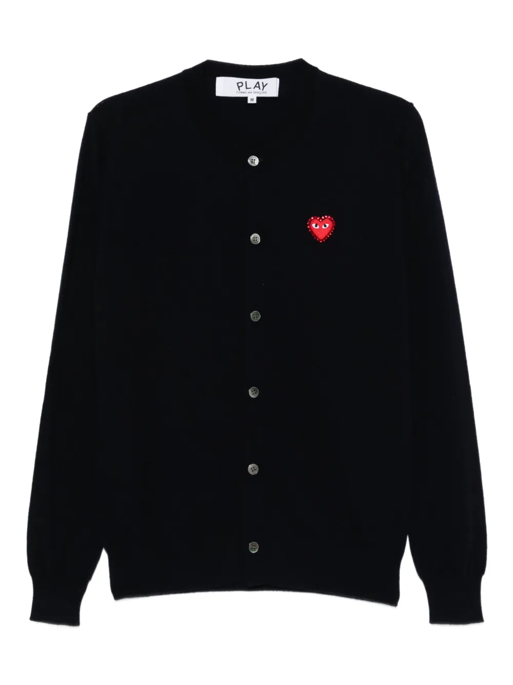 Comme Des Garçons Play heart-emblem rhinestone-embellishment cardigan | Blue | Image 1