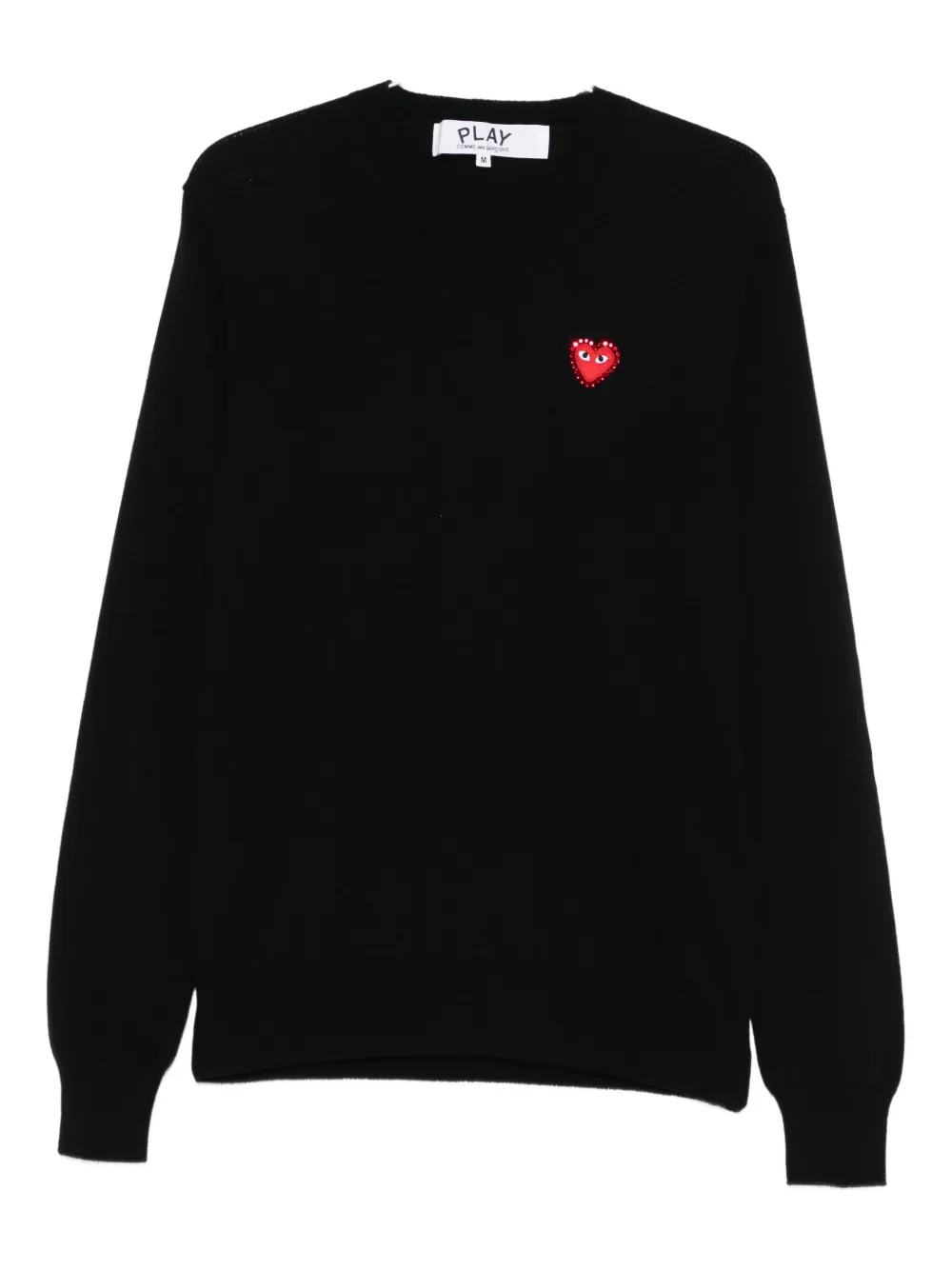 Comme Des Garçons Play Emblem Rhinestone-heart Sweater In Black
