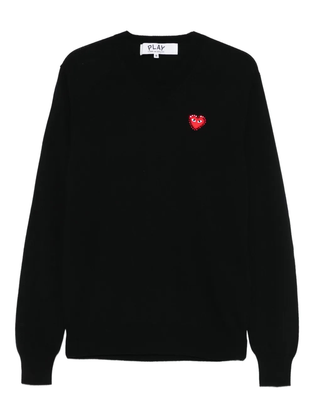 Comme Des Garçons Play emblem rhinestone-heart sweater | Black | Image 1