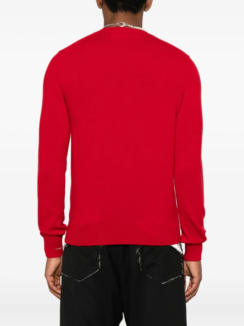 Comme Des Garçons Play Heart-emblem V-neck Sweater In Red