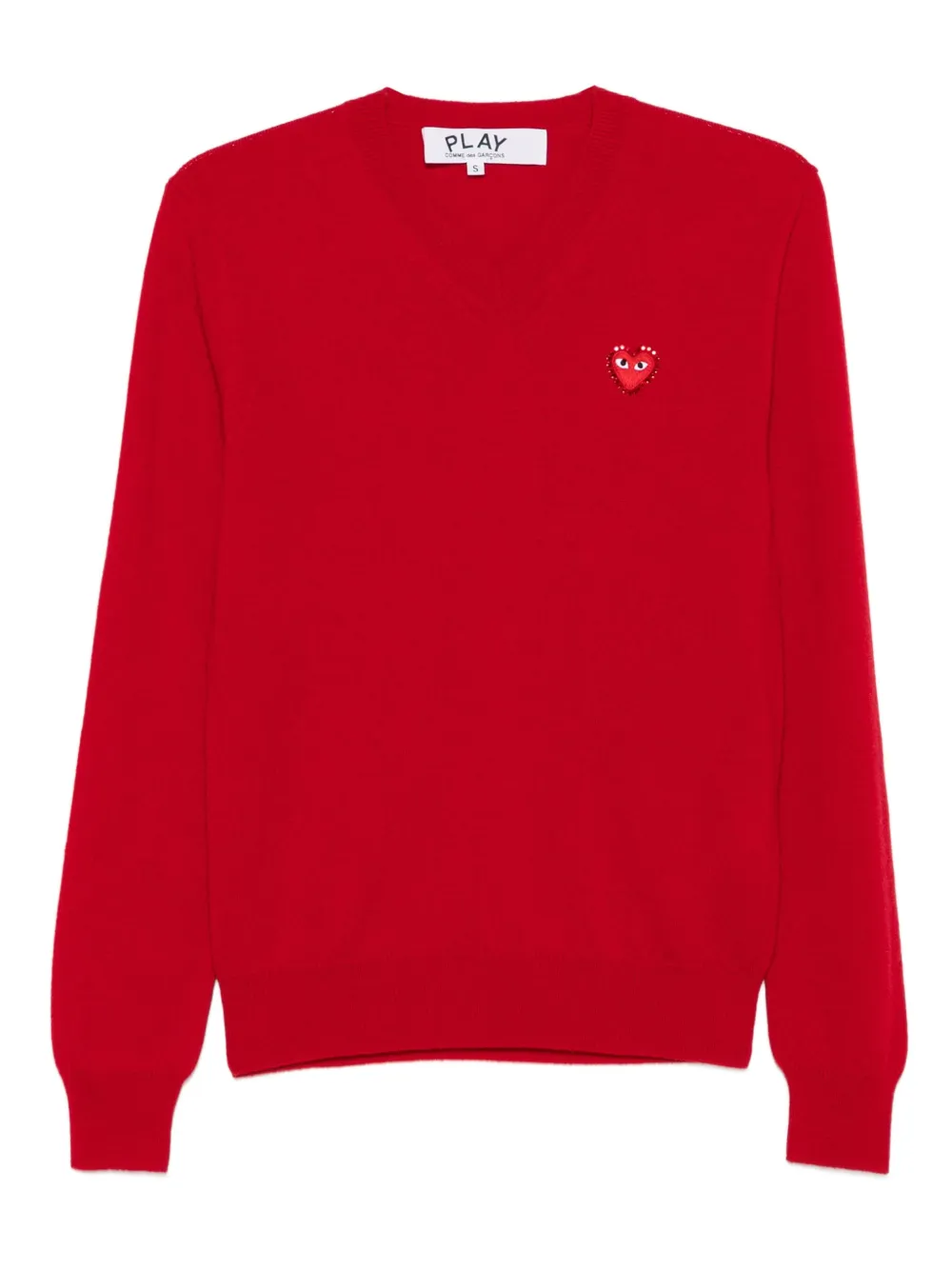 Comme Des Garçons Play heart-emblem V-neck sweater | Red | Image 1