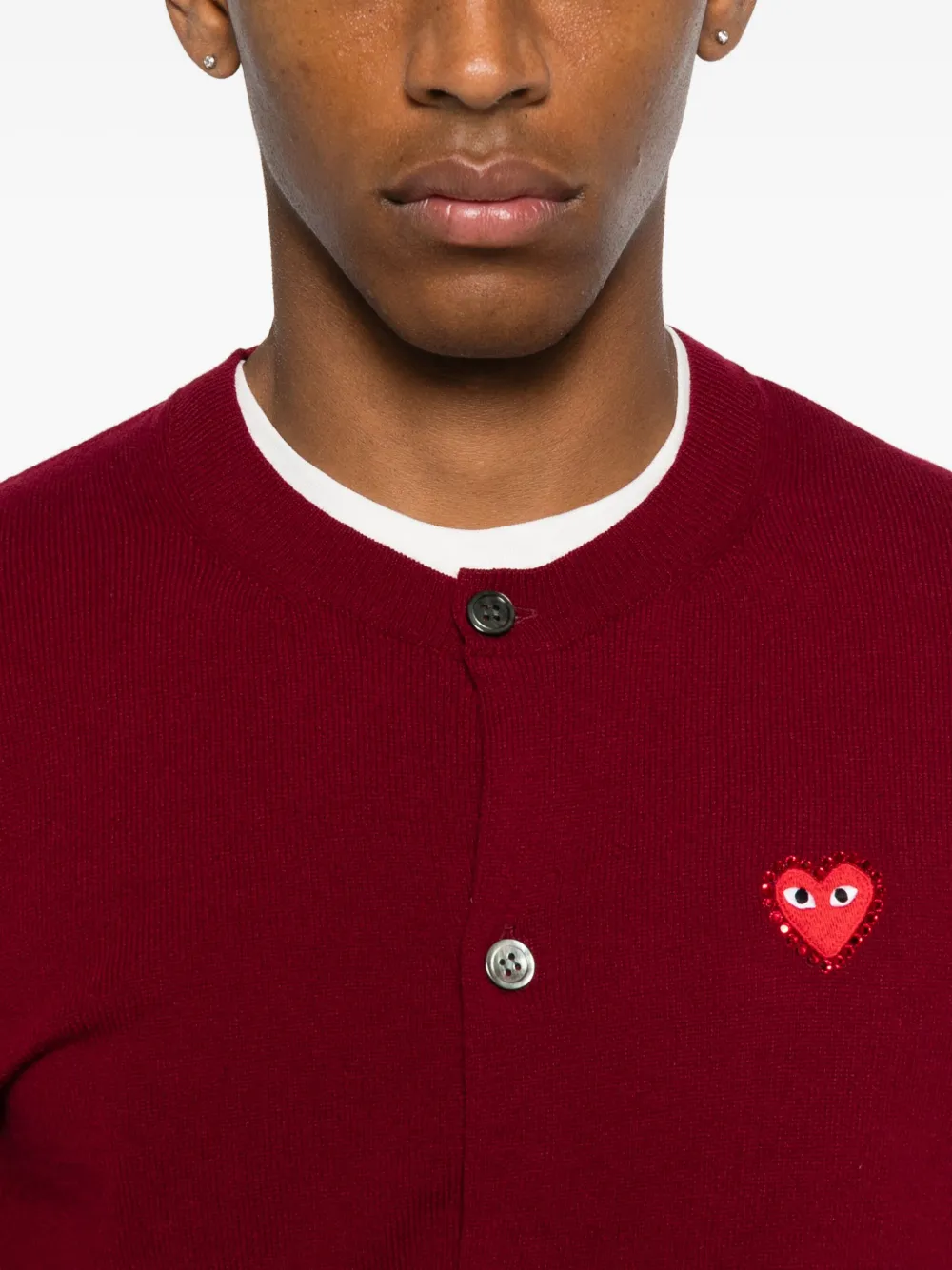 Comme Des Garçons Play Vest verfraaid met stras en hartembleem Rood