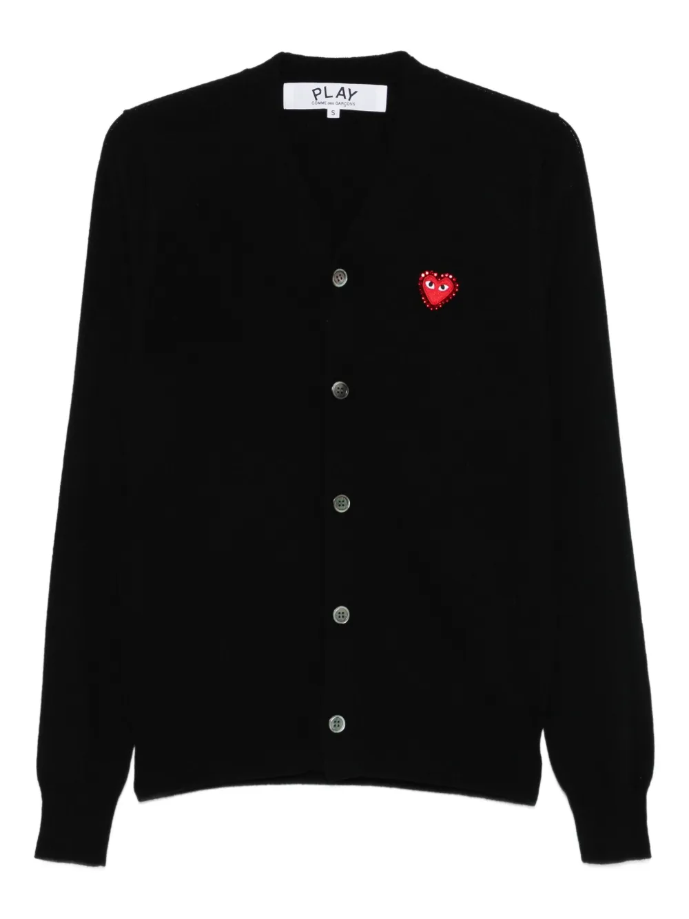 Comme Des Garçons Play heart-emblem rhinestone-embellishment  cardigan | Black | Image 1