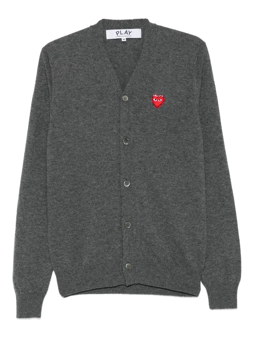 Comme Des Garçons Play logo heart-emblem V-neck cardigan | Grey | Image 1
