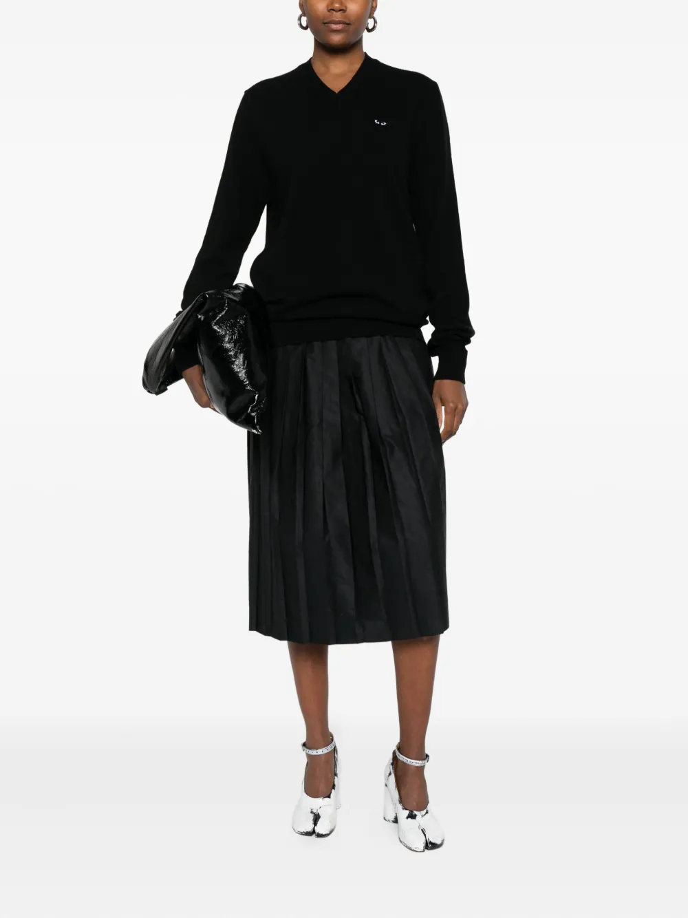 Comme Des Garçons Play Logo-patch Sweater In Black