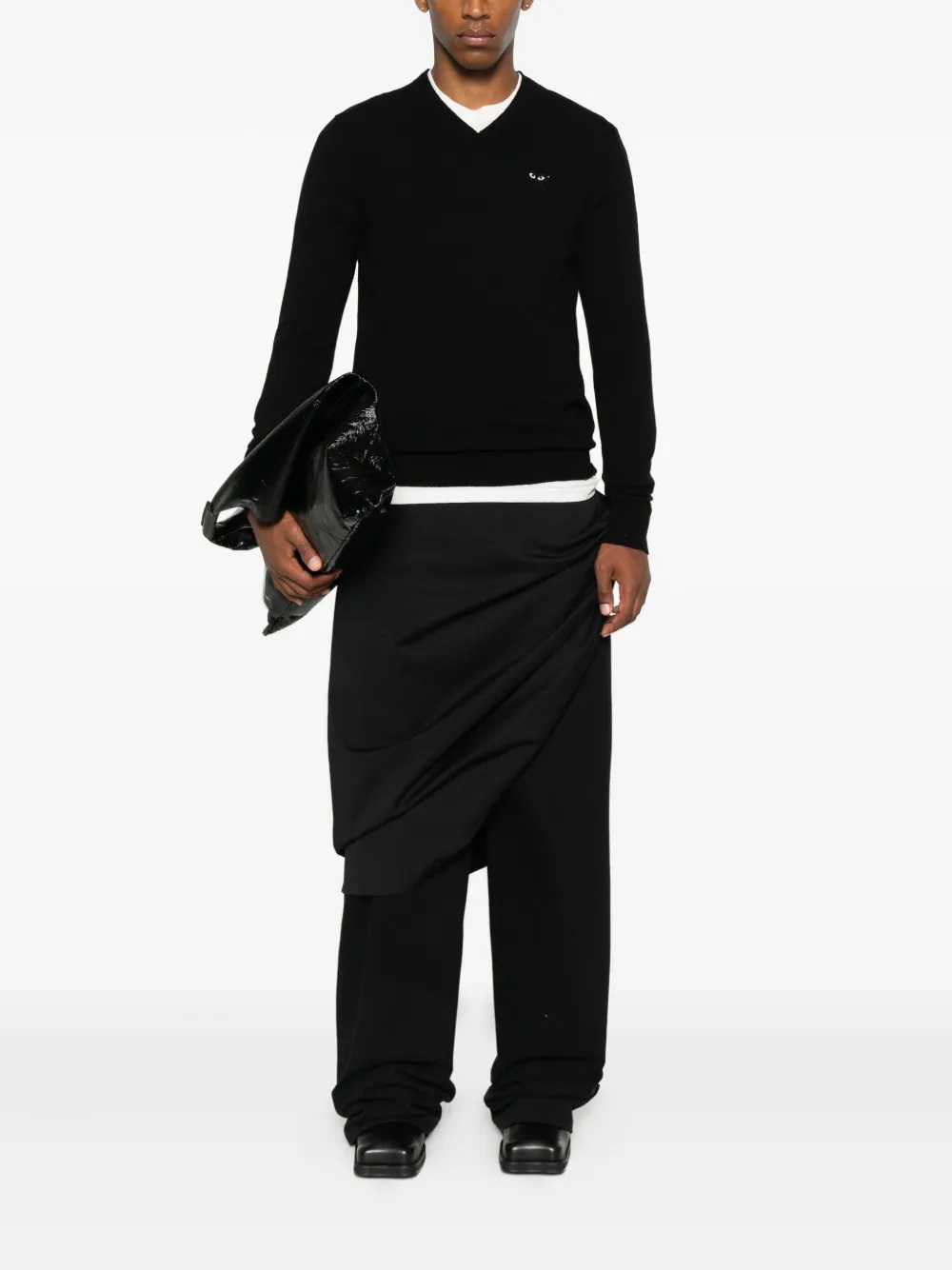 Comme Des Garçons Play Logo-patch Sweater In Black