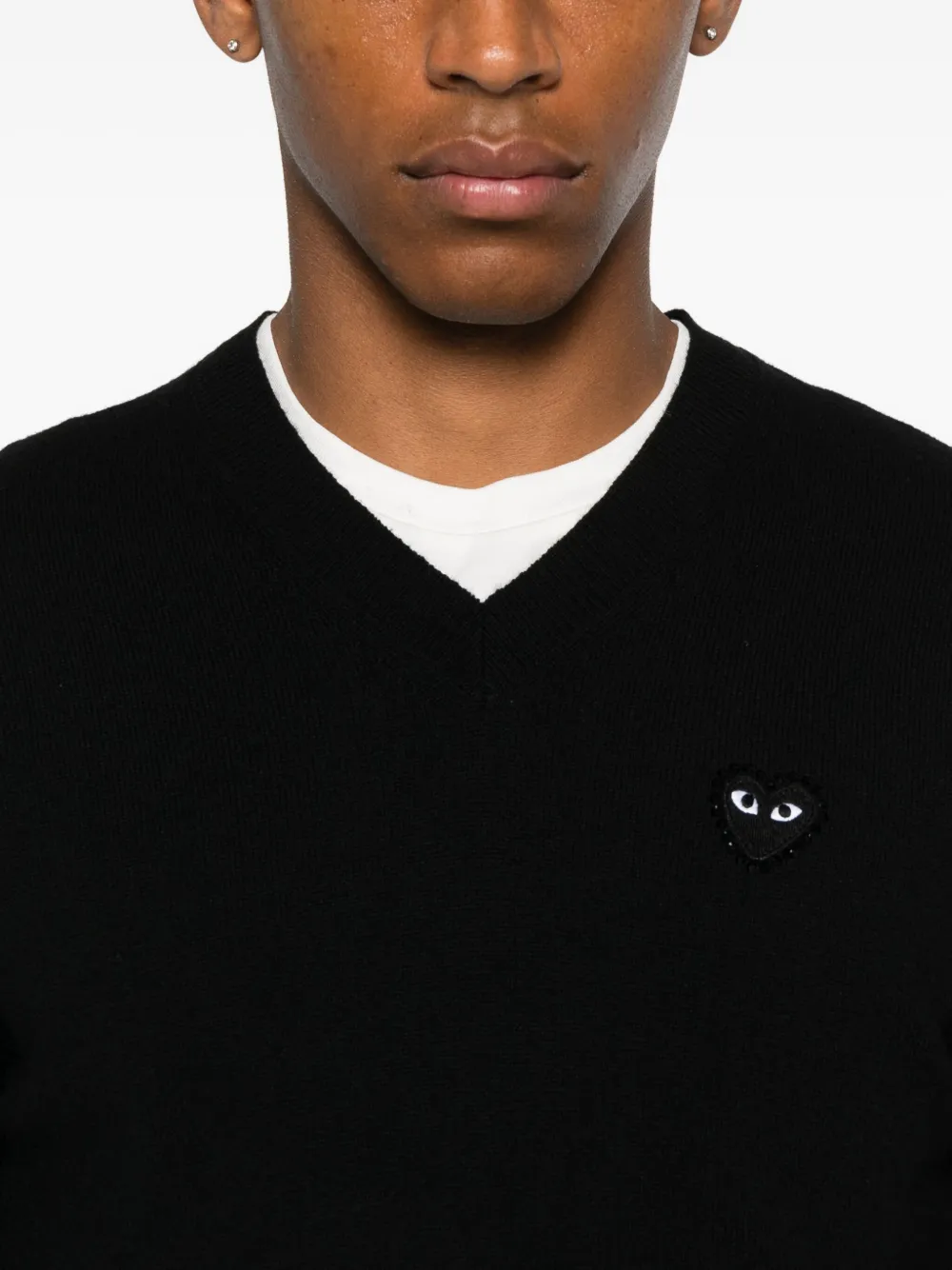 Comme Des Garçons Play Logo-patch Sweater In Black