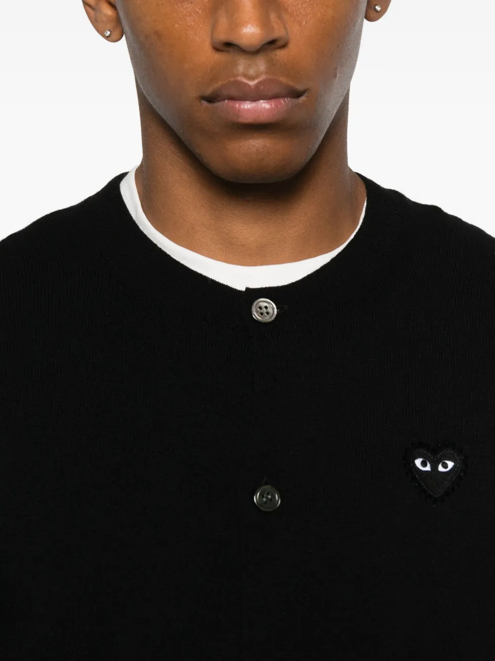 Comme Des Garçons Play Logo-patch Cardigan In Black