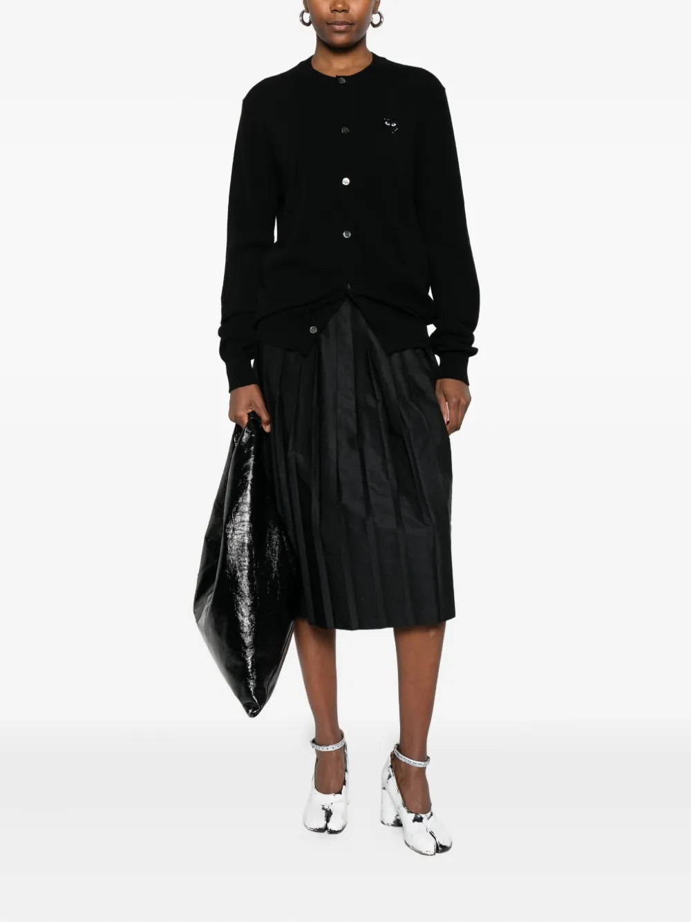 Comme Des Garçons Play Logo-patch Cardigan In Black
