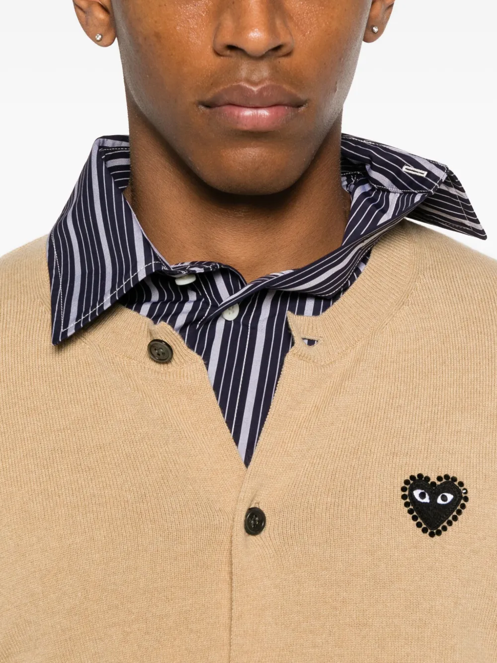 Comme Des Garçons Play Heart-logo Cardigan In Gold