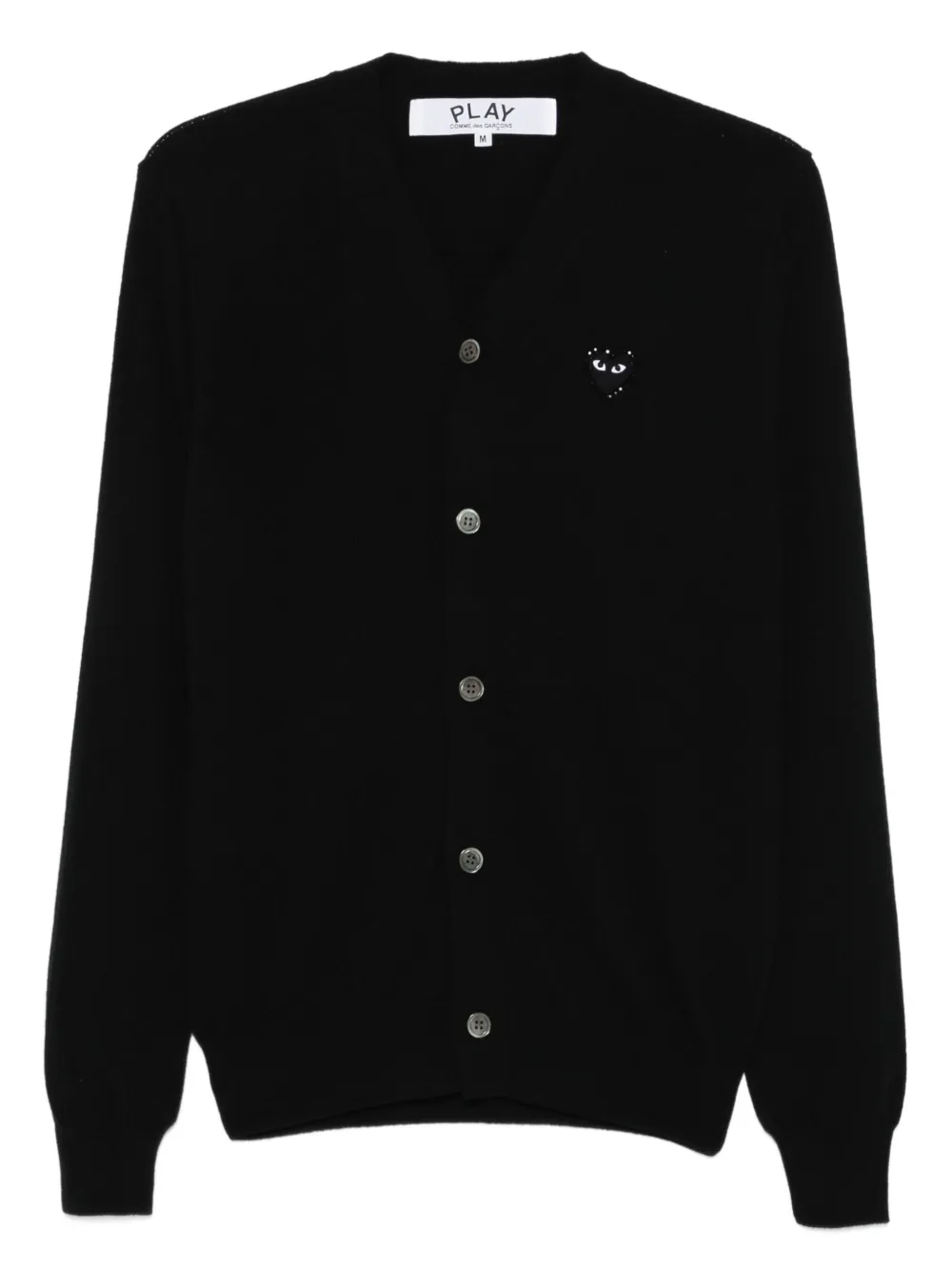 Comme Des Garçons Play heart-emblem rhinestone-embellishment cardigan | Black | Image 1