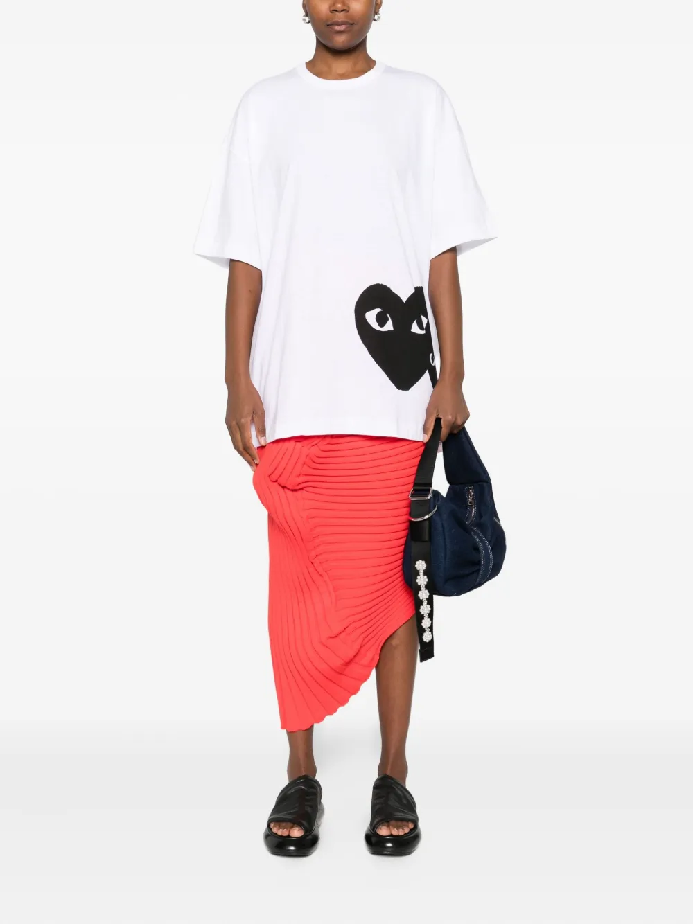 Comme Des Garçons Play Heart-logo T-shirt In White