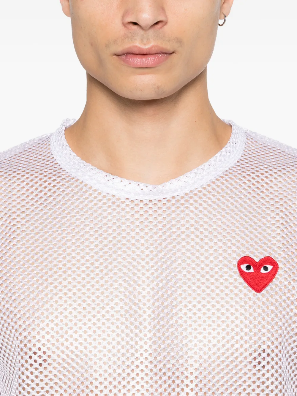 Comme Des Garçons Play Mesh T-shirt met logopatch Wit