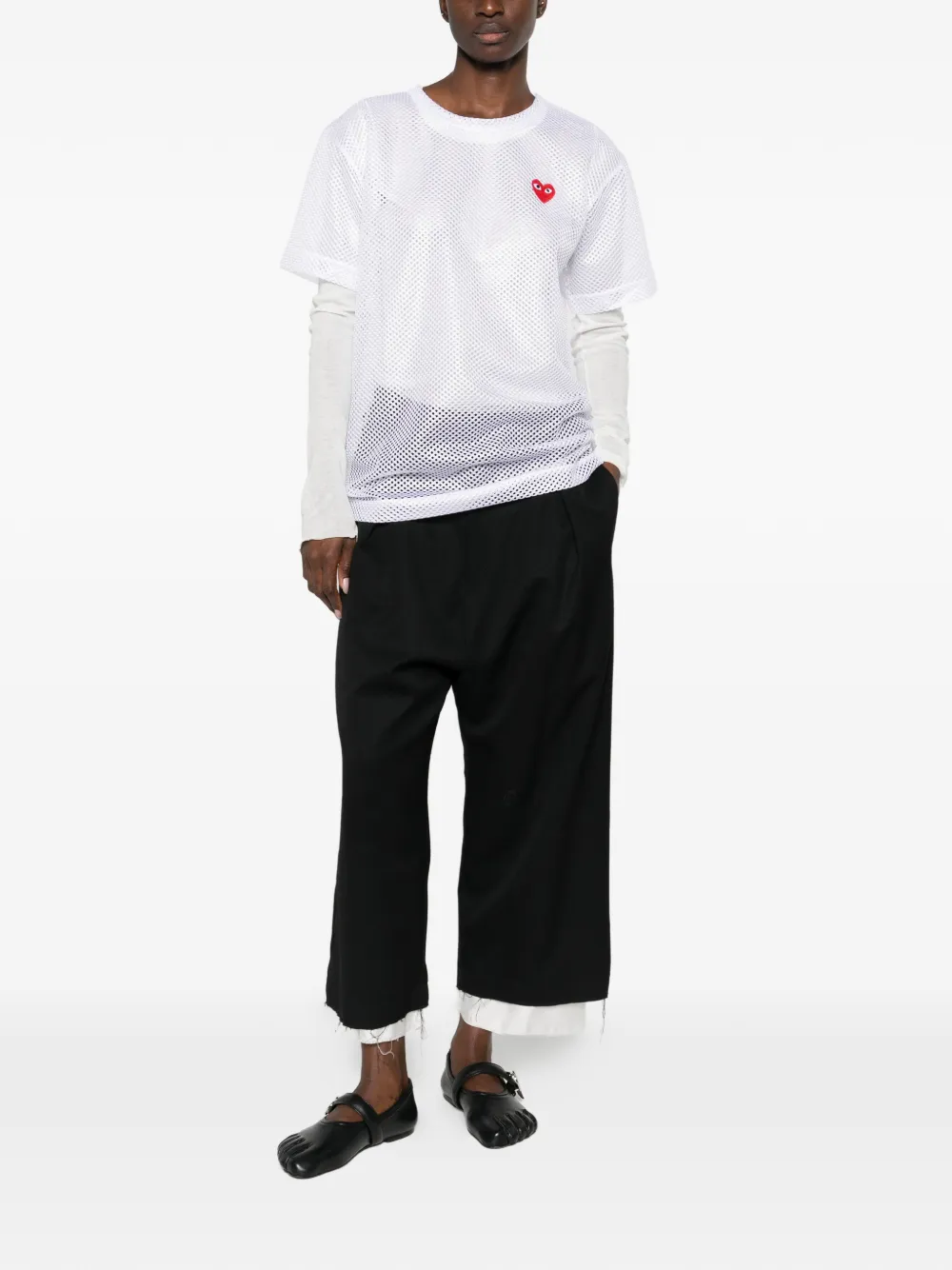Comme Des Garçons Play Mesh T-shirt met logopatch Wit