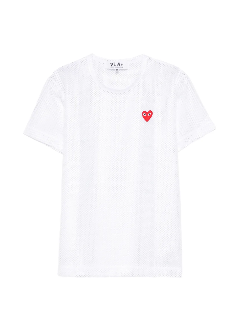 Comme Des Garçons Play mesh logo-patch T-shirt - Bianco