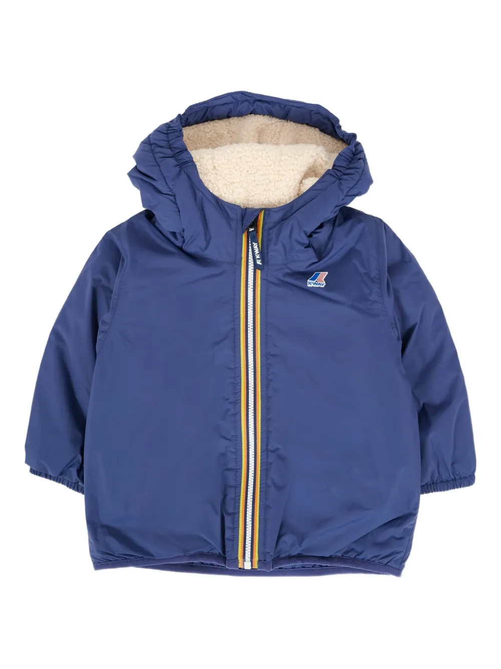 K Way Kids hooded fleece-lined jacket Blauw