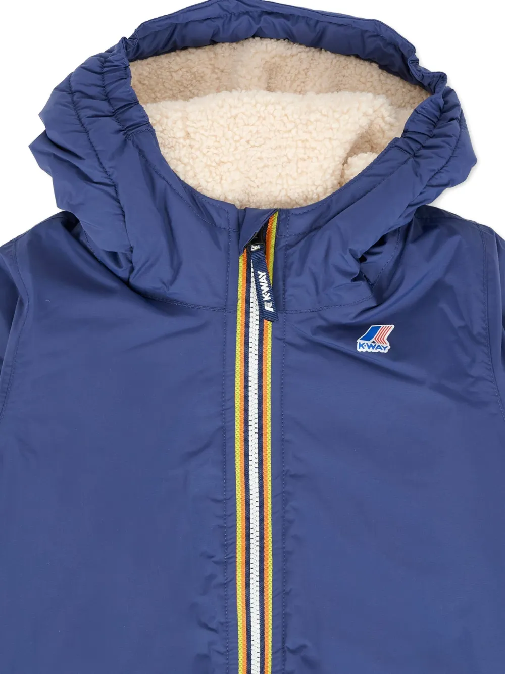 K Way Kids hooded fleece-lined jacket Blauw