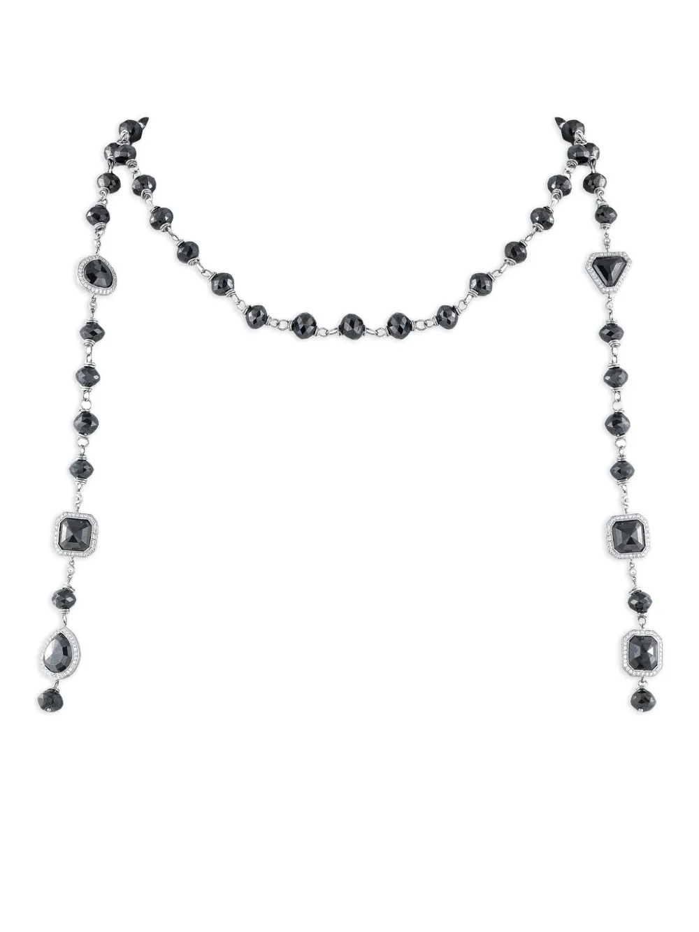 Erica Courtney platinum Lariat black and white diamonds necklace | Black | Image 1