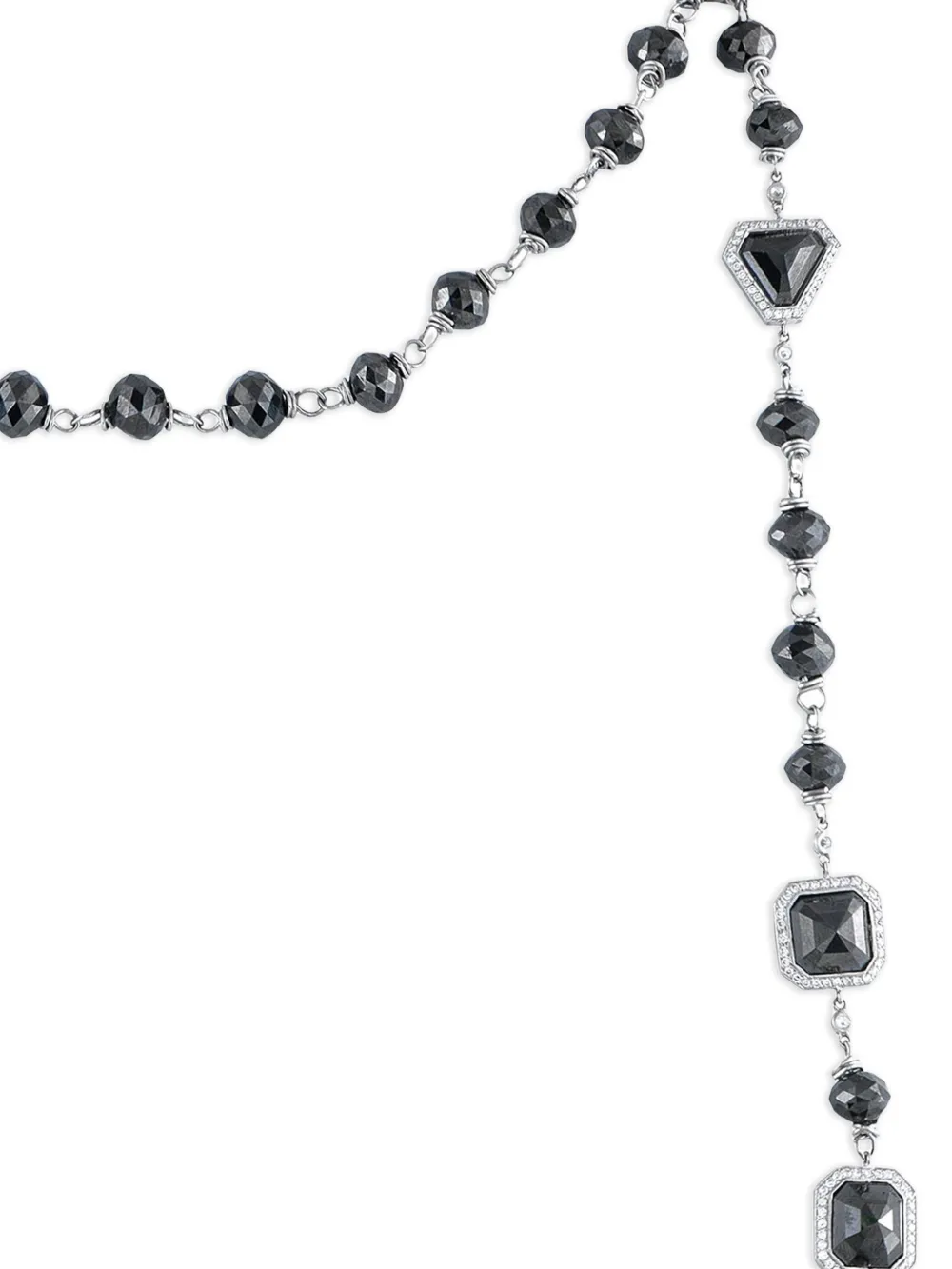 Erica Courtney platinum Lariat black and white diamonds necklace | Image 2