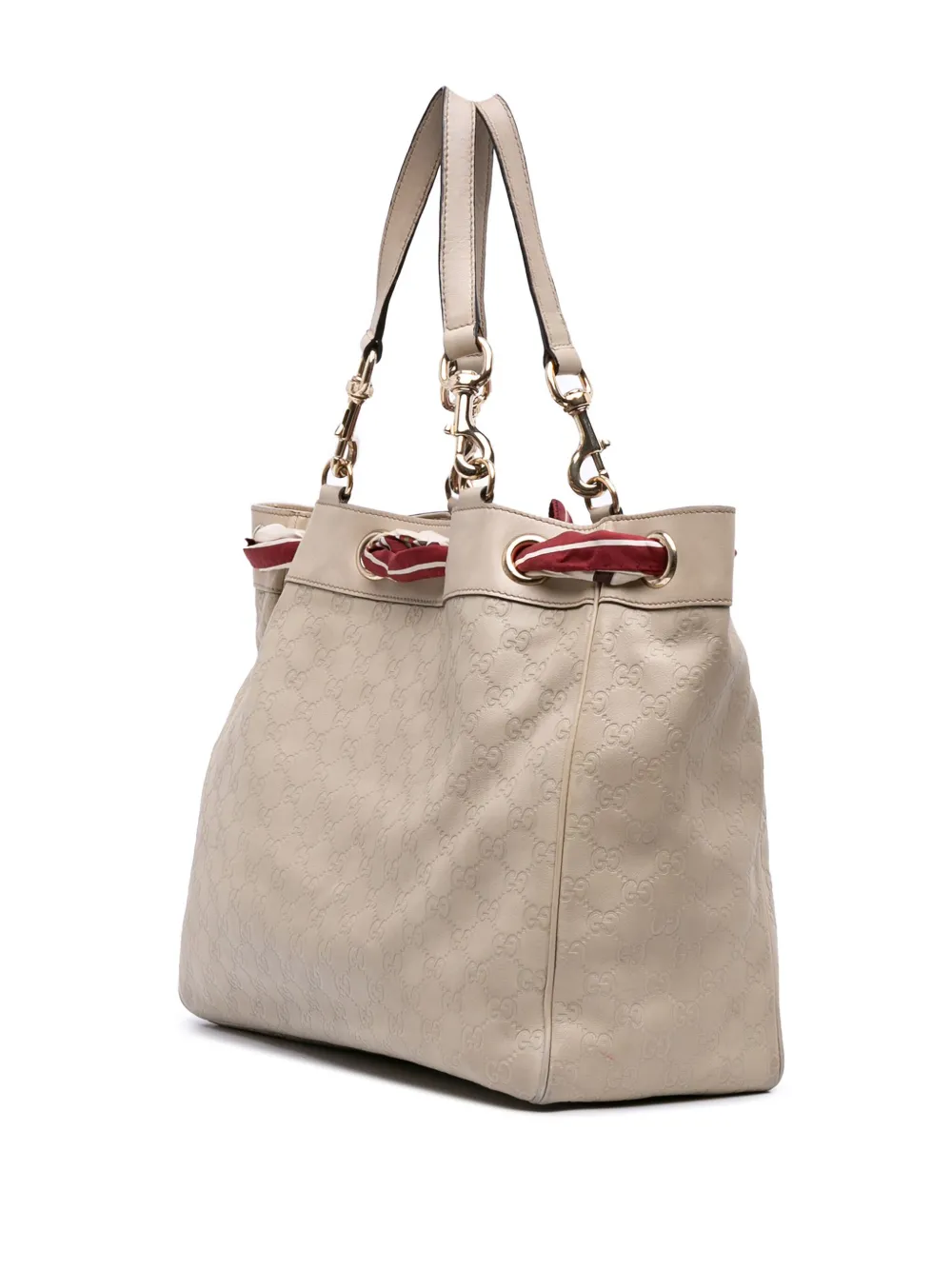 Pre-owned Gucci 2016-2025 Large Ssima Positano Scarf Tote Bag In White
