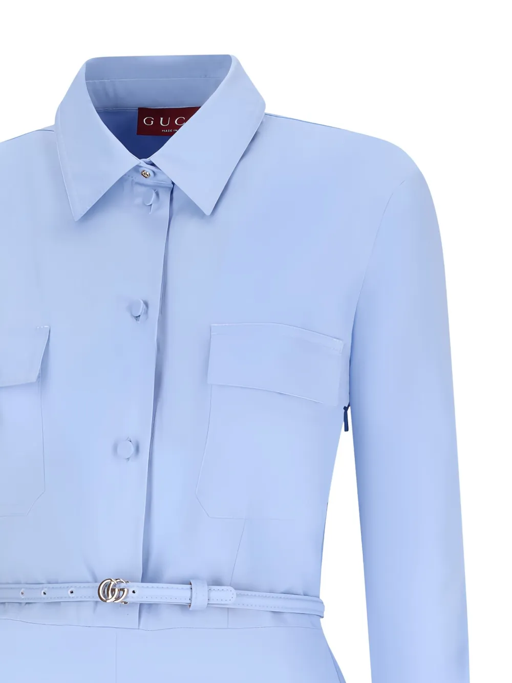 Gucci Cotton Jumpsuit With Pockets In Blue