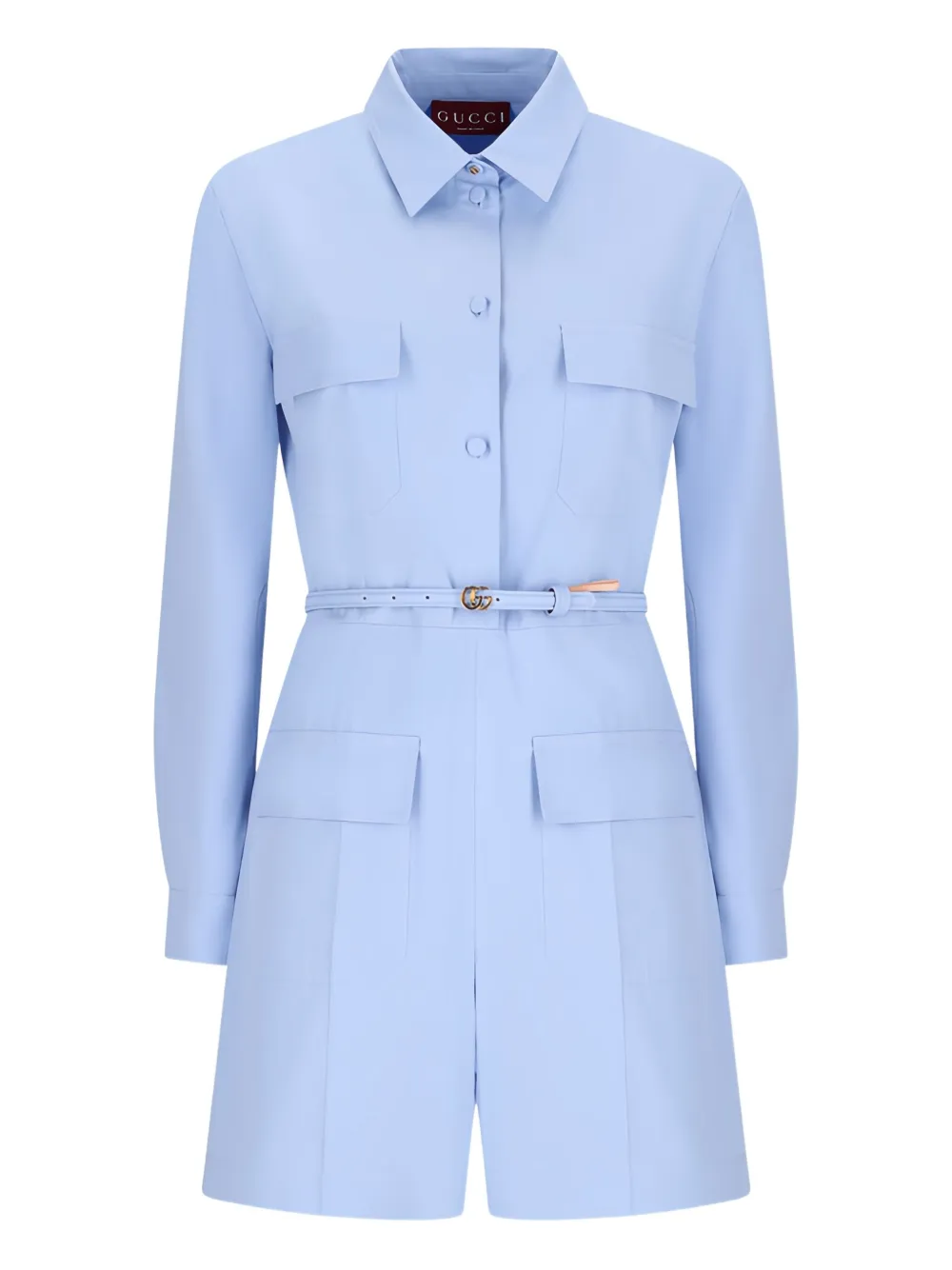 Gucci Belted Pocket Playsuit In Blue