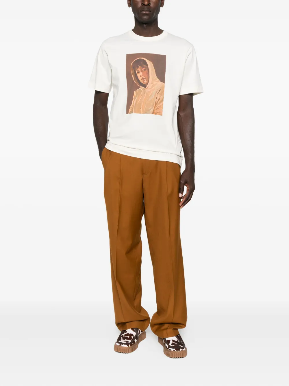 Études Studio portrait-print organic cotton T-shirt - Beige