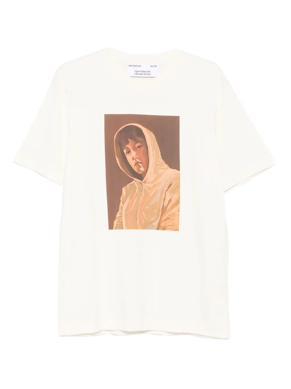Etudes Studio Portrait-print Organic Cotton T-shirt In Metallic