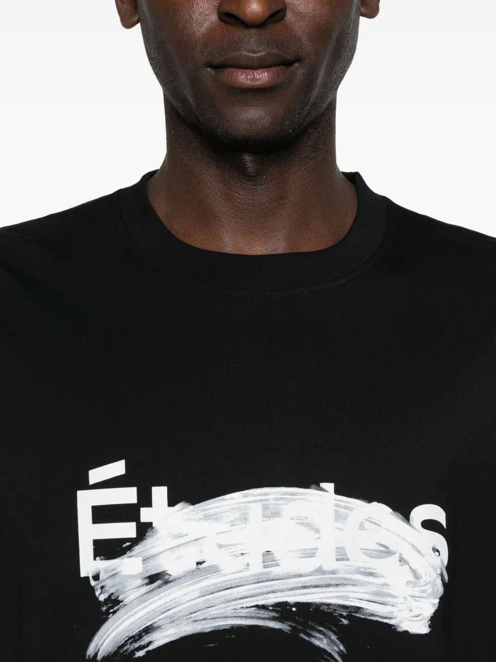 Etudes Studio Smudged-logo Organic Cotton T-shirt In Black